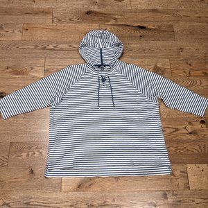 Chaps Women's Blue Striped Hooded Pullover 2XL